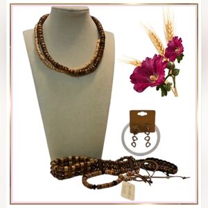 Natural Wood Beaded Jewelry Bundle
